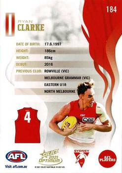 2021 Select Optimum #184 Ryan Clarke Back